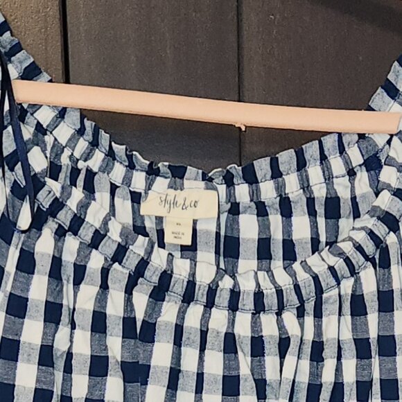 Blue and White Checked Dress - Picture 2 of 7